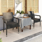 Yaheetech Set of 6 Stackable Outdoor Rattan Dining Chairs, All-Weather Armchair w/Armrests, Steel Frame for Garden, Patio, Deck, Yard, Poolside Gray - Image 9