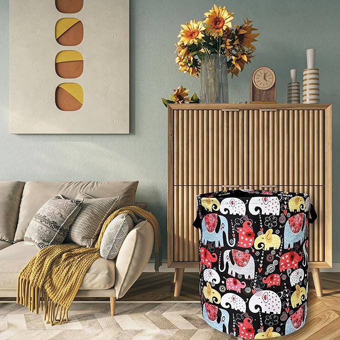 Colorful Elephant Laundry Basket Foldable - Image 7
