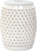 Safavieh Castle Gardens Collection Stella Nail Head White Glazed Ceramic Garden Stool by SAFAVIEH