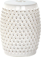 Safavieh Castle Gardens Collection Stella Nail Head White Glazed Ceramic Garden Stool - Image 5