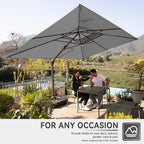 10 X 13 FT Cantilever Outdoor Patio Umbrella with Base Included Large Heavy Duty 360° Rotation Double Top Offset Rectangular Umbrellas with Led Lights for Backyard Outside Deck,Grey - Image 7