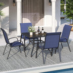 Patio Dining Chairs Set of 4, Outdoor Stackable Dining Chairs High Back for All Weather, Patio Furniture for Backyard, Porch, Garden, Pool Deck (Blue) - Image 2