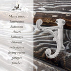 Rustic Cast Iron Coat Hooks Antique White, Wall Mounted, Farmhouse Decorative - Image 8
