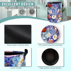 Blue Flowers Laundry Basket Glass Colorful Floral Foldable Funny Laundry Hamper - Image 4