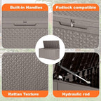 121 Gallon Outdoor Storage Box - Deck Box Waterproof Patio Furniture, Garden Tools, Cushions, Pool Accessories Outside Storage Resin Box, Grey - Image 4