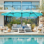 SUPERJARE 15FT Outdoor Umbrella for Patio, Double sided Pool Umbrellas with Fade Resistant Canopy, Large Table Umbrella for Deck, Market, Backyard - Light Blue - Image 6