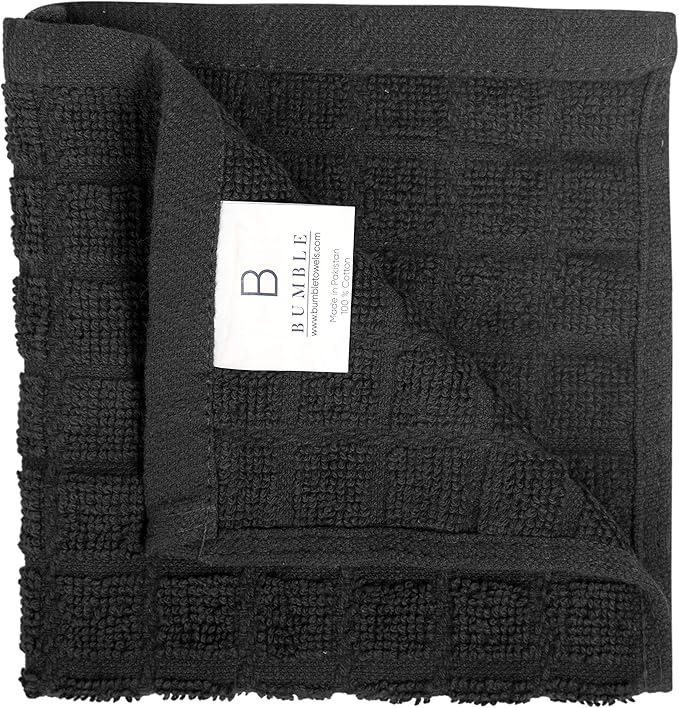 Bumble Premium Cotton Dish Cloths 12" x 12"| Black Design | 405 GSM | Highly - Image 3
