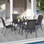 Patio Dining Chairs Set of 4, Stackable Dining Chairs High Back, Breathable Seat Fabric and Alloy Steel Frame Fit Backyard, Porch, Lawn，Poolside (Dark Grey) - Image 2