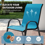 Patio Dining Chairs Set of 4, Stackable Dining Chairs High Back, Breathable Seat Fabric and Alloy Steel Frame Fit Backyard, Porch, Lawn，Poolside (Sky Blue) - Image 4