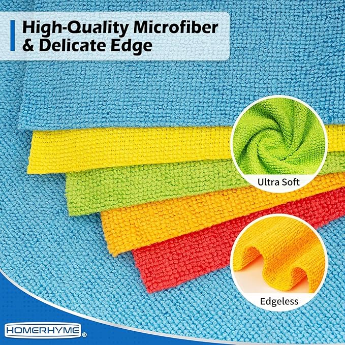 HOMERHYME Microfiber Cleaning Cloth, 150 Pack Cleaning Rags Microfiber Towel - Image 3