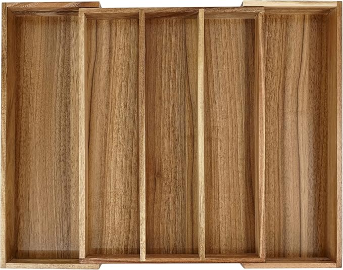 Luxury Acacia Silverware Organizer -Kitchen Drawer Organizer - Image 8