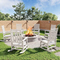 HDPE Rocking Chair Outdoor Set of 6 - Poly High Back Porch Rocker Chairs for Adults - All Weather Resistant Furniture for Patio Front Porch - White by Garvee
