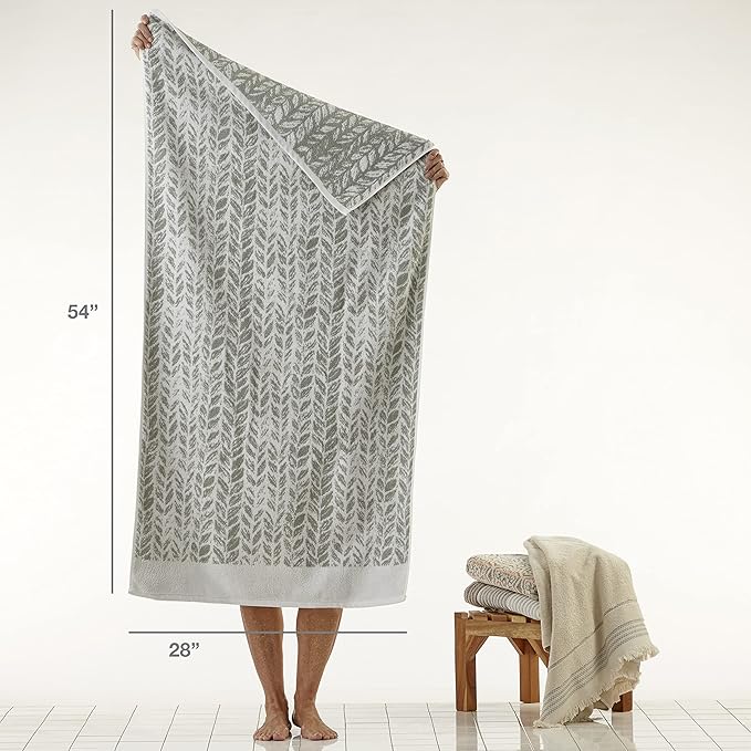 SKL Home Distressed Leaves 100% Turkish Cotton Premium Bath Towel, 600 GSM - Image 4