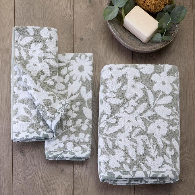 SKL Home Bedford Floral 100% Cotton Premium 2-Piece Hand Towel Set, 600 GSM - Image 3