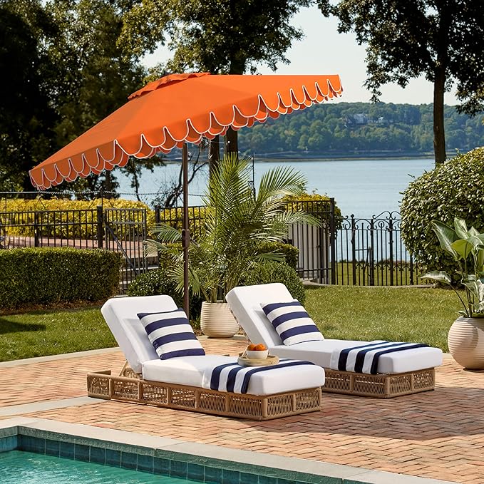 SAFAVIEH 9ft Outdoor Patio Umbrella, Round, Valance, Orange, Auto Crank Tilt, UV Resistant for Deck, Backyard, Poolside (PAT8006O) - Image 7
