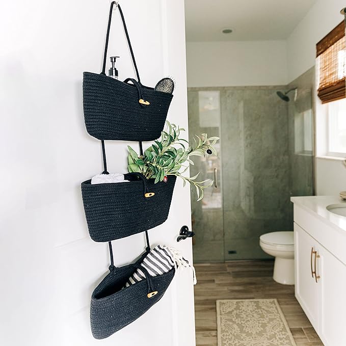 OrganiHaus Black Hanging Wall Baskets - Image 6