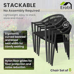 4 Pcs Stackable Patio Dining Chairs, Aluminum Rattan Outdoor Dining Chair with Arms, Woven Rope Garden Armchair Metal No Assembly for Bistro Balcony Porch Deck Yard Cafe Restaurant, Black - Image 6