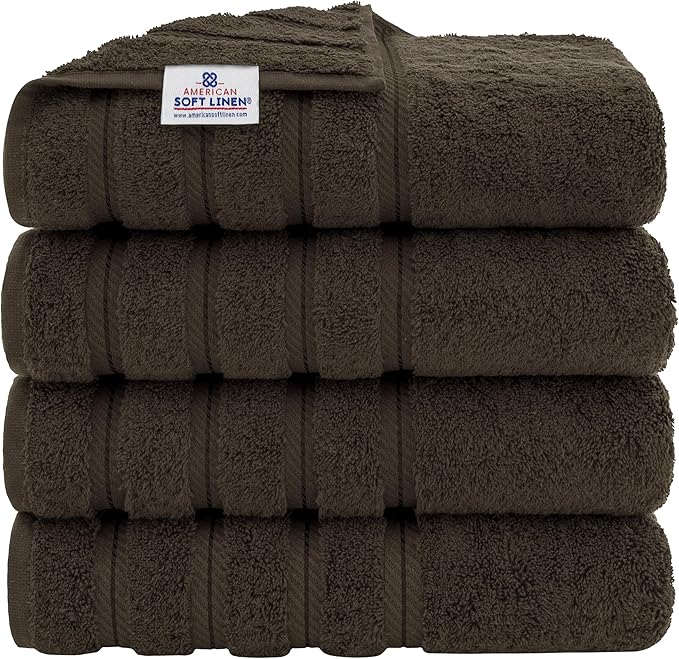 American Soft Linen Luxury 4 Piece Bath Towels, 600 GSM 100% Cotton Turkish by AmericanSoftLinen