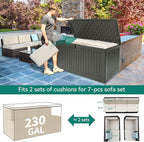 YITAHOME XXL 230 Gallon Large Deck Box,Outdoor Storage for Patio Furniture Cushions,Garden Tools with Flexible Divider,Waterproof,Lockable (Light Brown) - Image 5