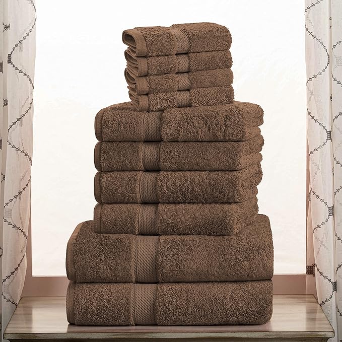 Superior Egyptian Cotton Solid Towel Set, Washcloths 13” x 13”, Hand Towels 20” - Image 2