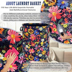 Colorful Flowers Laundry Basket Oxford Cloth Foldable Floral Laundry Hamper - Image 8