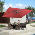 PURPLE LEAF 10' X 12' Patio Umbrella Outdoor Rectangle Umbrella Large Cantilever Umbrella Windproof Offset Heavy Duty Sun for Garden Deck Pool Patio, Terra by PURPLELEAF