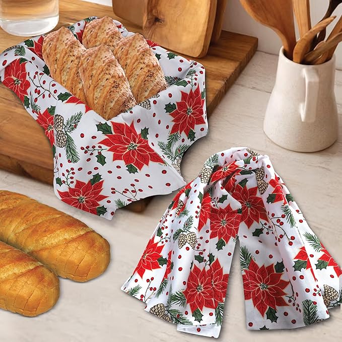 Urban Villa Christmas Kitchen Towels Pine Cone Print Multi Color, 100% Cotton - Image 5