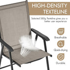 Yaheetech Outdoor Patio Chairs Set of 4, Portable Dining Chairs with Armrests for Camping, Lawn Yard Beach, Folding Outdoor Chairs 4-Pack with Metal Frame, Brown - Image 7