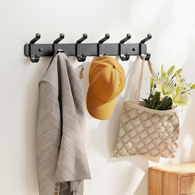 pickpiff Coat Rack Wall Mounted Heavy-Duty: Metal Coat Hanger 6 Hooks - Image 4