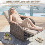 Zero Gravity Patio Swivel Rocking Recliner Chairs Set of 2 - Wicker Outdoor Lounge Chair with Adjustable Backrest & Footrest, All Weather Reclining Rocker Chairs with Thick Cushion for Pool Deck Beige - Image 3