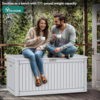 YITAHOME 260 Gallon Large Deck Box with Divider & Side Handles, Outdoor Double-Wall Storage for Patio Furniture Cushions, Garden Pool Accessories, Waterproof & Lockable - Image 5
