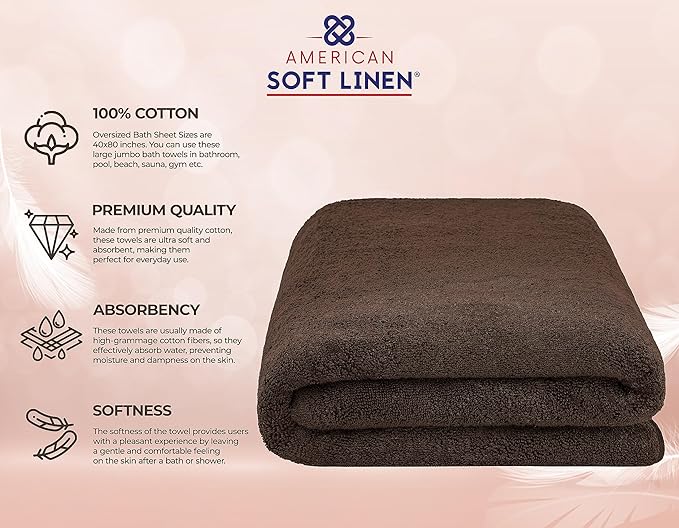 American Soft Linen 100% Cotton 600 GSM Turkish 40x80 Oversized Bath Towel Sheet - Image 4