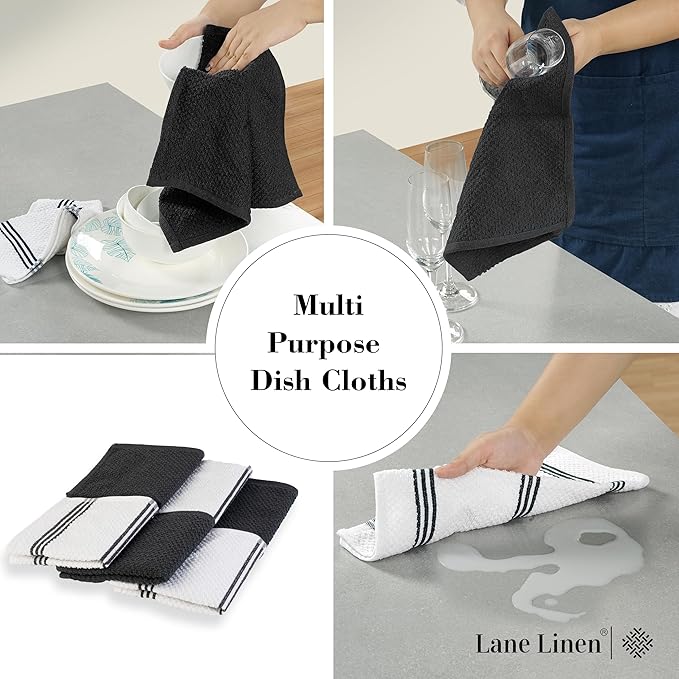 LANE LINEN 16-Piece Kitchen Towels & Dishcloths Set – Heat Resistant Silicone - Image 4