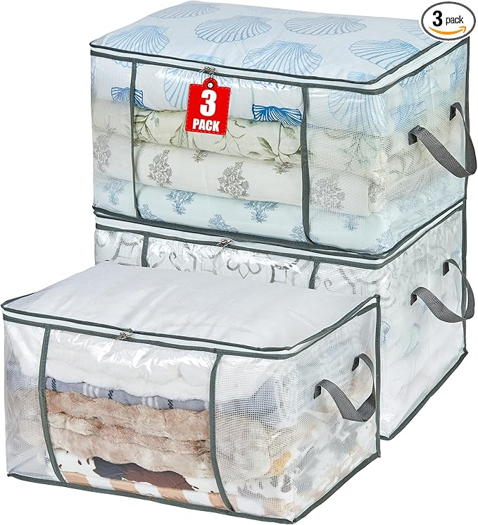 80L Clear Large Storage Bag, Clothes Storage Containers by MKOKYD