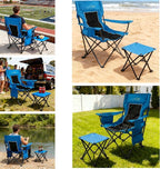 FAIR WIND Oversized Padded Camping Chair with Footrest Stool Heavy Duty Cooler Bag Chair for Fishing, Tailgating, Sports Games, Backyard - Support 300 LBS Blue - Image 6