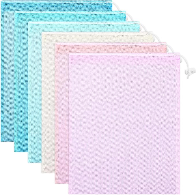 Frienda 6 Pieces Mesh Stuff Sack, 11 x 15 Inch Durable Nylon Drawstring Laundry by Frienda