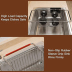 Over the Sink Expandable Dish Drainer Drying Rack In Stainless Steel - Image 7