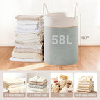 Tall Laundry Basket with Handles, 58L Portable Dirty Clothes Hamper, Boho - Image 2