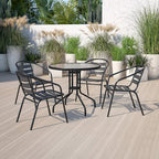 Flash Furniture Aluminum Slat Back Stacking Outdoor Restaurant Chairs, Modern Stackable Patio Chairs for Restaurants, Set of 4, Black - Image 2