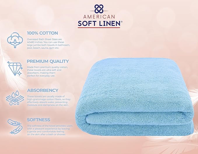 American Soft Linen 100% Cotton 600 GSM Turkish 40x80 Oversized Bath Towel Sheet - Image 4