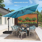 PURPLE LEAF 10' X 13' Patio Umbrella with Base Outdoor Cantilever Rectangle Offset Umbrella with 360-degree Rotation for Garden Deck Pool Patio Turquiose - Image 2