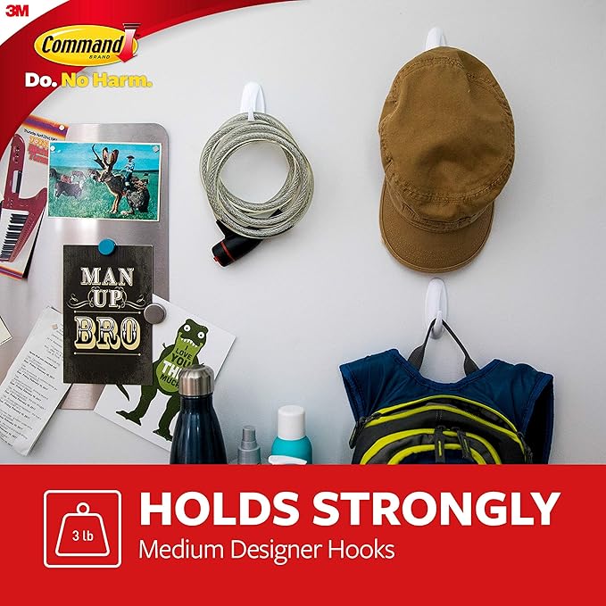Command Medium Designer Hooks, 2 Hooks and 4 Command Strips, Damage-Free - Image 3