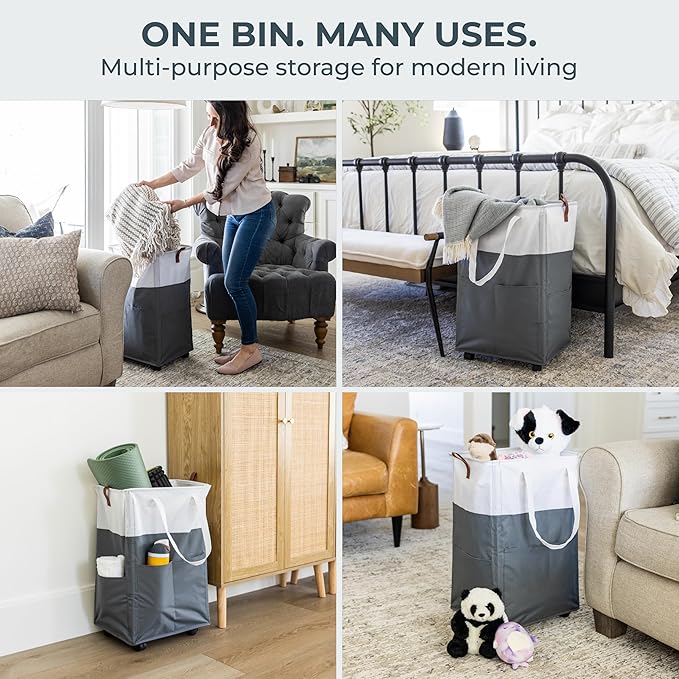 Laundry Basket with Wheels – Foldable, Space-Saving, Fabric Slim Laundry Hamper - Image 9