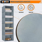Hanging Closet Organizer and Storage 6-Shelf, Easy Mount Foldable Hanging - Image 4