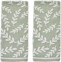 SKL Home Leaf Sprig 100% Cotton Jacquard 2pc Hand Towel Set, Reversible & by SKLHomebySaturdayKnightLtd