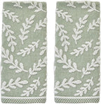 SKL Home Leaf Sprig 100% Cotton Jacquard 2pc Hand Towel Set, Reversible & by SKLHomebySaturdayKnightLtd