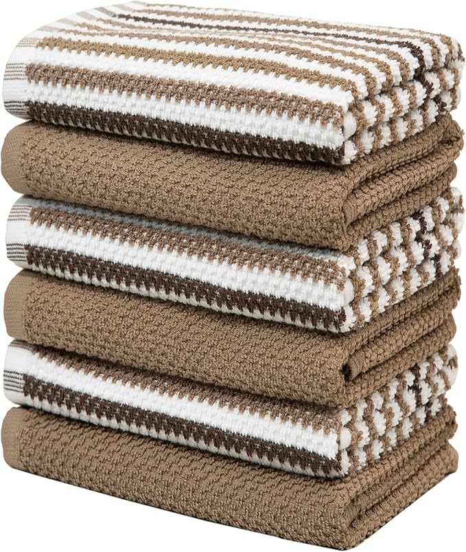 Premium Kitchen Towels | Large Cotton Kitchen Hand Towels | Popcorn Striped - Image 5