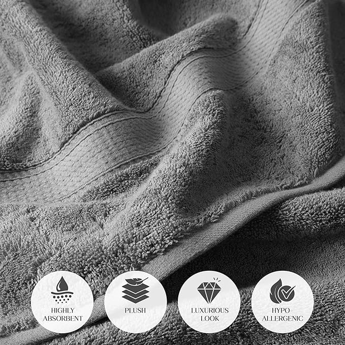 SUPERIOR Egyptian Cotton Pile 6 Piece Towel Set, Includes 2 Bath, 2 Hand - Image 6