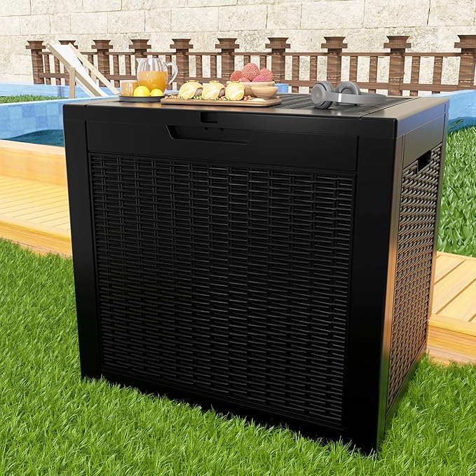 37 Gallon Outdoor Deck Box, Lockable Waterproof Outdoor Storage Boxes For Garden Tools,Indoor Cushions,Accessories Outside Storage Resin Weatherproof Container(Black) - Image 7