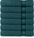 Cotton Craft Ultra Soft 6 Pack Hand Towels 16x28 Teal Weighs 6 Ounces Each by COTTONCRAFT